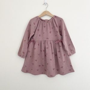 Zara cozy pink/mauve floral dress flowy winter/spring oversized size 2-3 girls